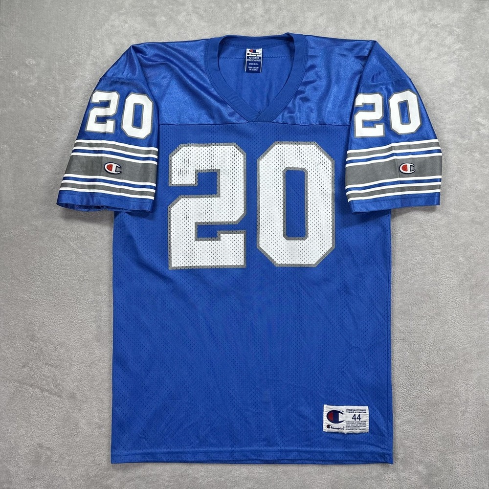 Vintage Barry Sanders Detroit Lions Jersey Men 44 Blue 90s NFL Football Champion